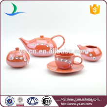 Conjunto de chá de chá oval de cerâmica com diamante